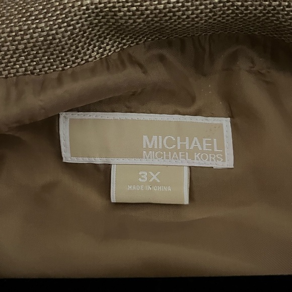 Michael Kors Plus Metallic Gold Linen Blend 3/4 Sleeve Cropped Cape Jacket 3X - Picture 4 of 6